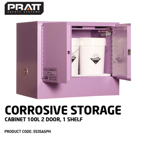 PRATT CABINET DG CORROSIVE LIQUID 1 SHELF 100L 770 X 935 X 620MM